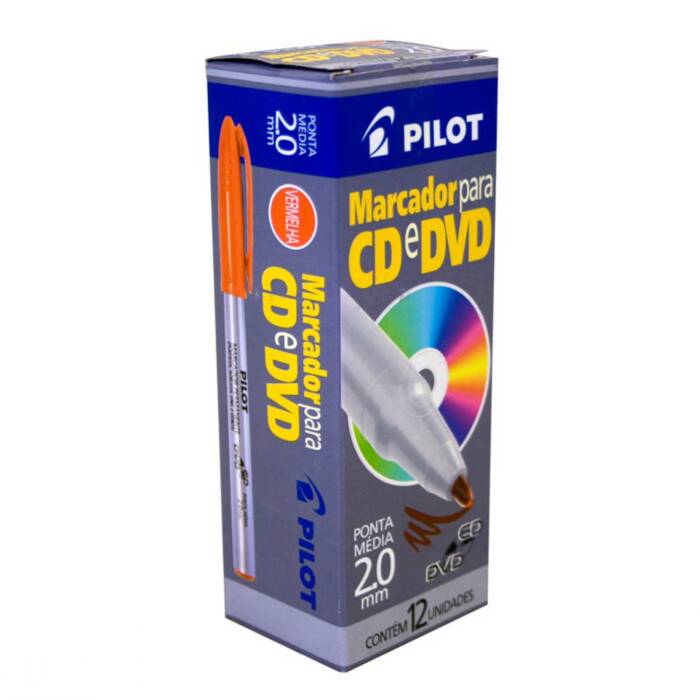 Marcador Permanente Vermelho 2.0mm Para CD / Plástico / Metal / Vidro Caixa Com 12 Un. Pilot 14971