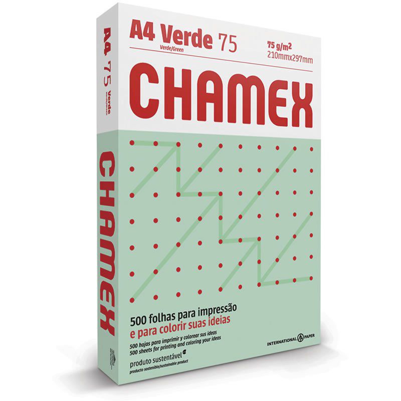 Papel A4 Chamex Verde 75g Com 500 Folhas 15651