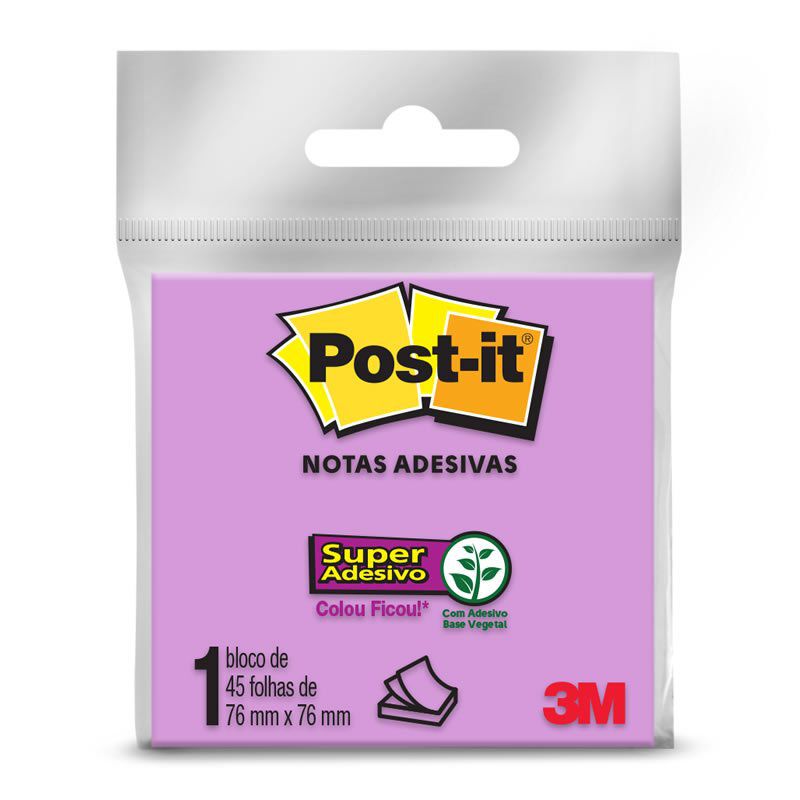 Bloco de Notas Super Adesivas Post-it® Roxo 76 mm x 76 mm - 45 folhas 22664
