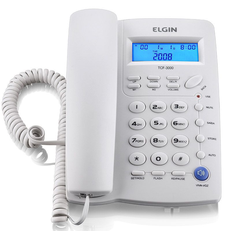 Telefone com Fio com Identificador Chamada E Viva Voz Gelo Tcf-3000C Elgin 13095