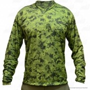 Camiseta de Pesca Mtk Attack com Proteção Solar Filtro UV Cor Verde Camuflado