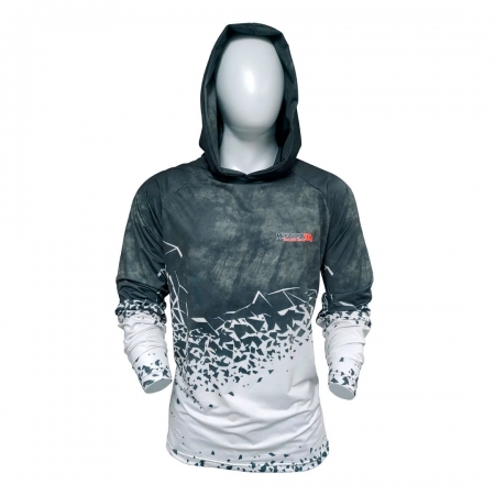 Camiseta de Pesca Monster 3x Hoodie New Action Proteção Solar UV 50 Cor Branco e Preto