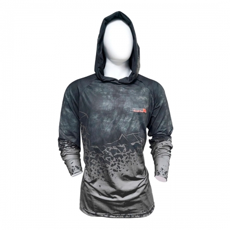 Camiseta de Pesca Monster 3x Hoodie New Action Proteção Solar UV 50 Cor Cinza e Preto