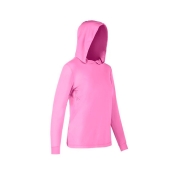 Camiseta Feminina Ballyhoo Com Capuz Cor Rosa Com Filtro UV até 50 UPF Anti Bacteriano