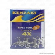 Garatéia 06 Kenzaki 4x Aço Carbono Triple Hook Cartela com 10 unidades