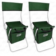 Kit Cadeira Com Bolsa 13 L Térmica Dobrável para Pesca e Camping Jogá Cor Verde em Aço Suporta até 105 kg 2un