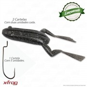 Kit Isca Soft X-Frog Duas Cartelas Monster 3x Sapinho Cor 036 Black com Anzol Offset 3/0 Para Traíras e Tucunarés