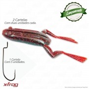 Kit Isca Soft X-Frog Duas Cartelas Monster 3x Sapinho Cor 038 Ultra Red com Anzol Offset 3/0 Para Traíras e Tucunarés