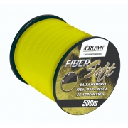 Linha de Pesca Crown Fiber Soft Monofilamento Amarelo 0,43mm 37Lbs 500m