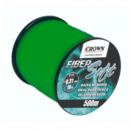 Linha de Pesca Crown Fiber Soft Monofilamento Verde 0,37mm 27lbs 500m