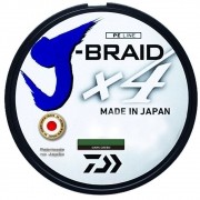 Linha de Pesca Daiwa J-Braid x4 Multifilamento 4 Fios Trançados Dark Green 0,19mm 15lb 270m