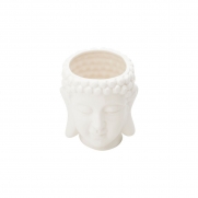 Cachepô de Cerâmica Budhas Head Branco 12,5cm x 11cm - 41014