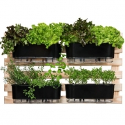 Kit Horta Vertical 60cm x 100cm com 4 Jardineiras Autoirrigáveis Raiz Preto