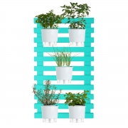 Kit Horta Vertical 100cm x 60cm Treliça Verde Raiz com Vasos Brancos