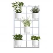 Kit Horta Vertical 5 Vasos Brancos 100cm x 60cm Acompanha: Treliça Vintage + Vasos + Suportes + Substrato (Não acompanha plantas ou sementes)