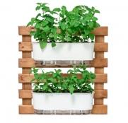 Kit Horta Vertical 60cm x 60cm rústica com 2 Jardineiras Autoirrigáveis Raiz Branco + Substrato + Argila Expandida