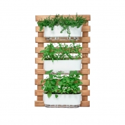 Kit Horta Vertical 100cm x 60cm rústica com 3 Jardineiras Autoirrigáveis Raiz Branco