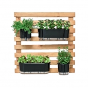 Kit Horta Vertical 80cm x 80cm rústica com 2 Jardineiras Autoirrigáveis Preto + 2 Vasos Autoirrigáveis N03 Preto + Substrato + Argila Expandida