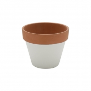 Vaso de Cerâmica Branco com Borda Terracota Grande 12,5cm x 15cm - 42858