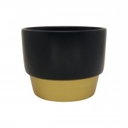 Vaso de Cerâmica para Suculentas Azul Escuro e Dourado 10cm x 12,5cm - 5741