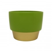 Vaso de Cerâmica para Suculentas Verde e Dourado 10cm x 12,5cm - 5753