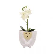 Mini Vaso de Cerâmica para Suculentas Harmonia Branco 9,5cm x 11cm - 6212 - Foto 3