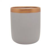 Vaso de Cerâmica para Suculentas Novel Grande Cinza e Bronze 14cm x 12cm - 5762 - Foto 0
