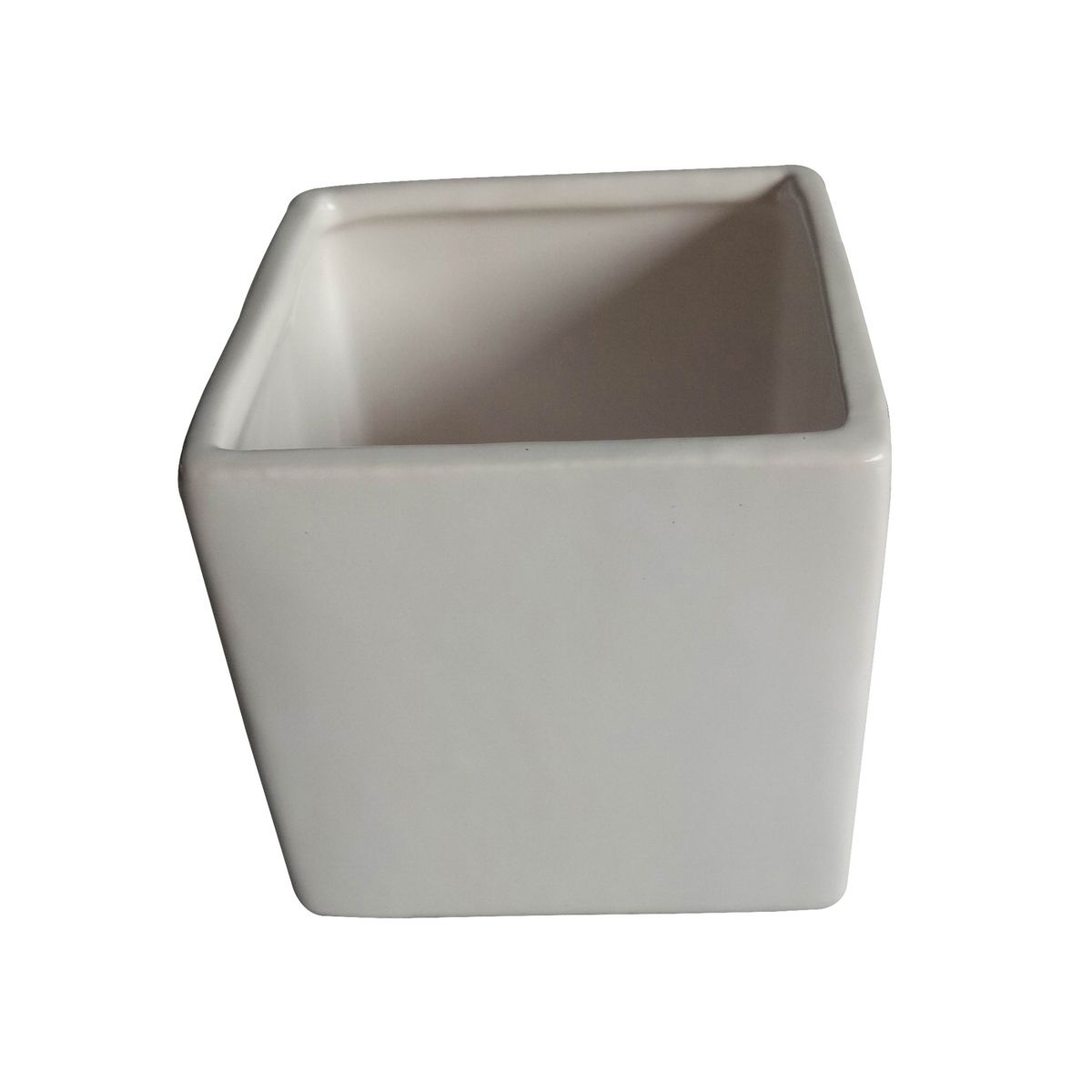 Cachepô de Cerâmica Quadrado Basics Branco 10cm x 10cm - 44085