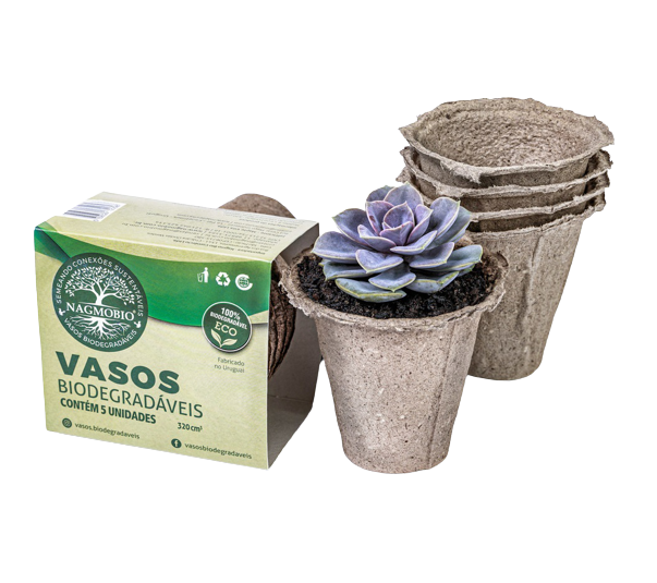 Kit com 5 Vasos Biodegradáveis Médios para Plantio - Foto 2
