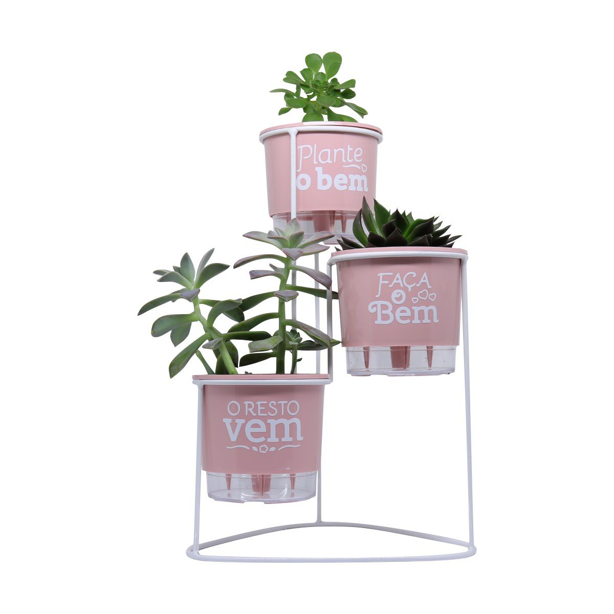 Conjunto Cascata com Vasos Autoirrigáveis Plante o Bem Rosa Quartzo - Foto 3