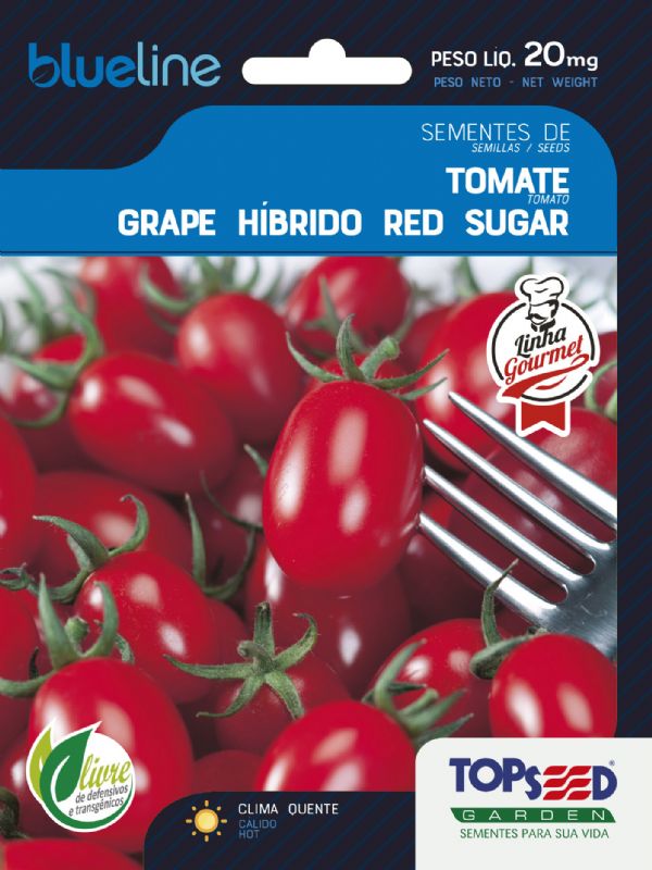Sementes de Tomate Grape Híbrido Red Sugar F1 20mg - Topseed Blue Line Gourmet - Foto 0