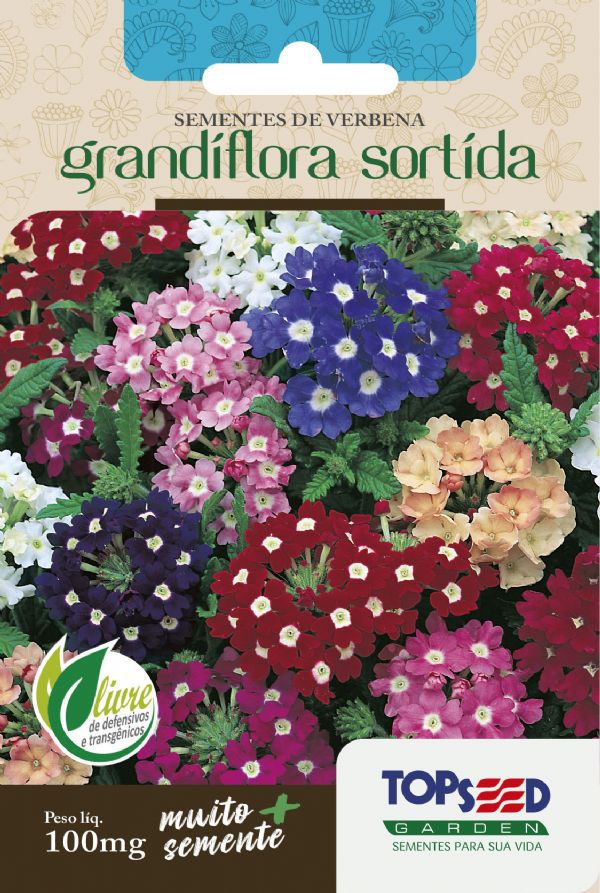 Sementes de Verbena Grandiflora Sortida 100mg - Topseed Linha Tradicional Flores - Foto 0