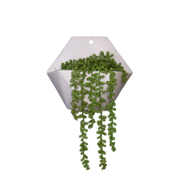 Vaso Cerâmico de Parede Hexagonal Branco 19,5cm x 22,5cm - 6119 - Foto 1