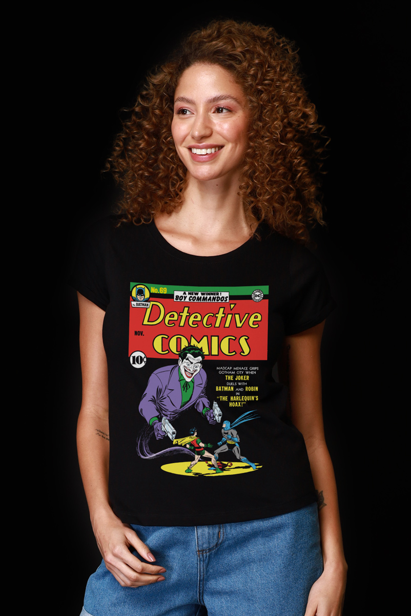 Camiseta Feminina Batman Capa HQ Coringa - Detective Comics N. 69