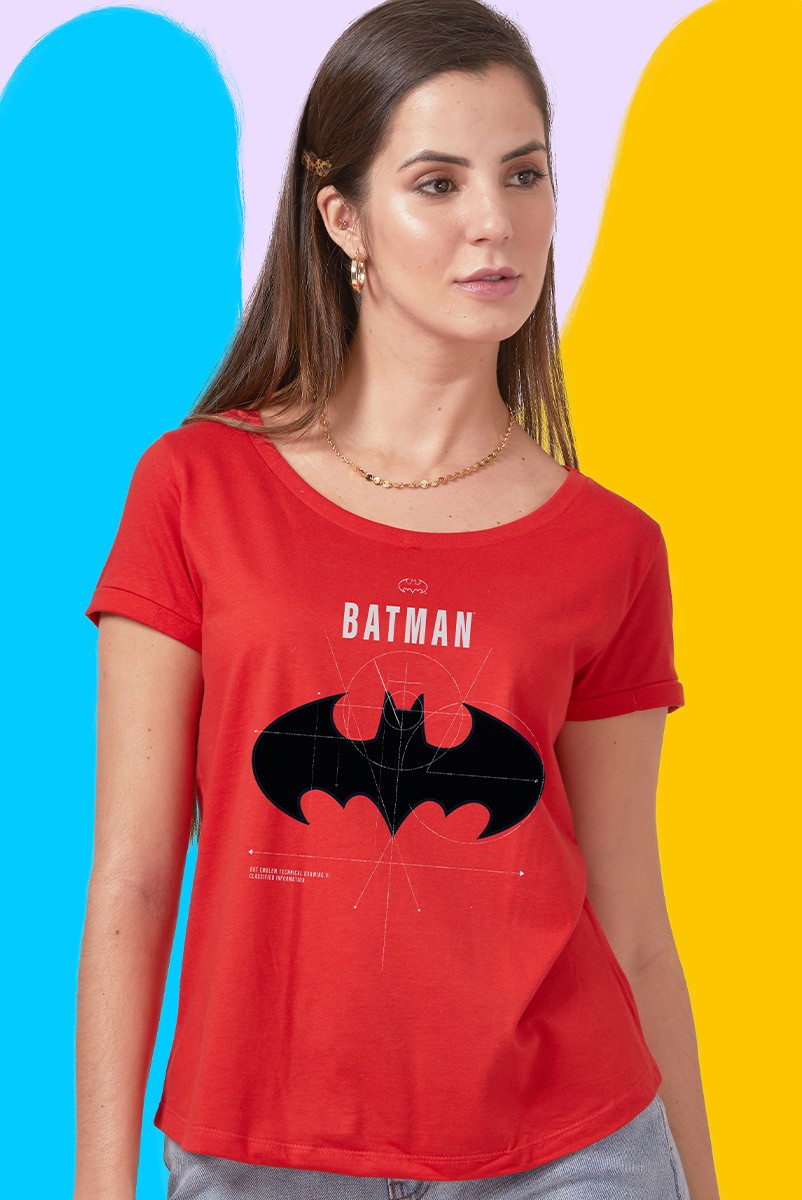 Camiseta Feminina Batman Logo Dimensões