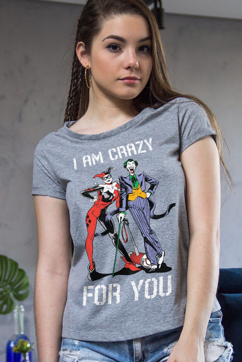 Camiseta Feminina Coringa e Harley Quinn I am Crazy for You