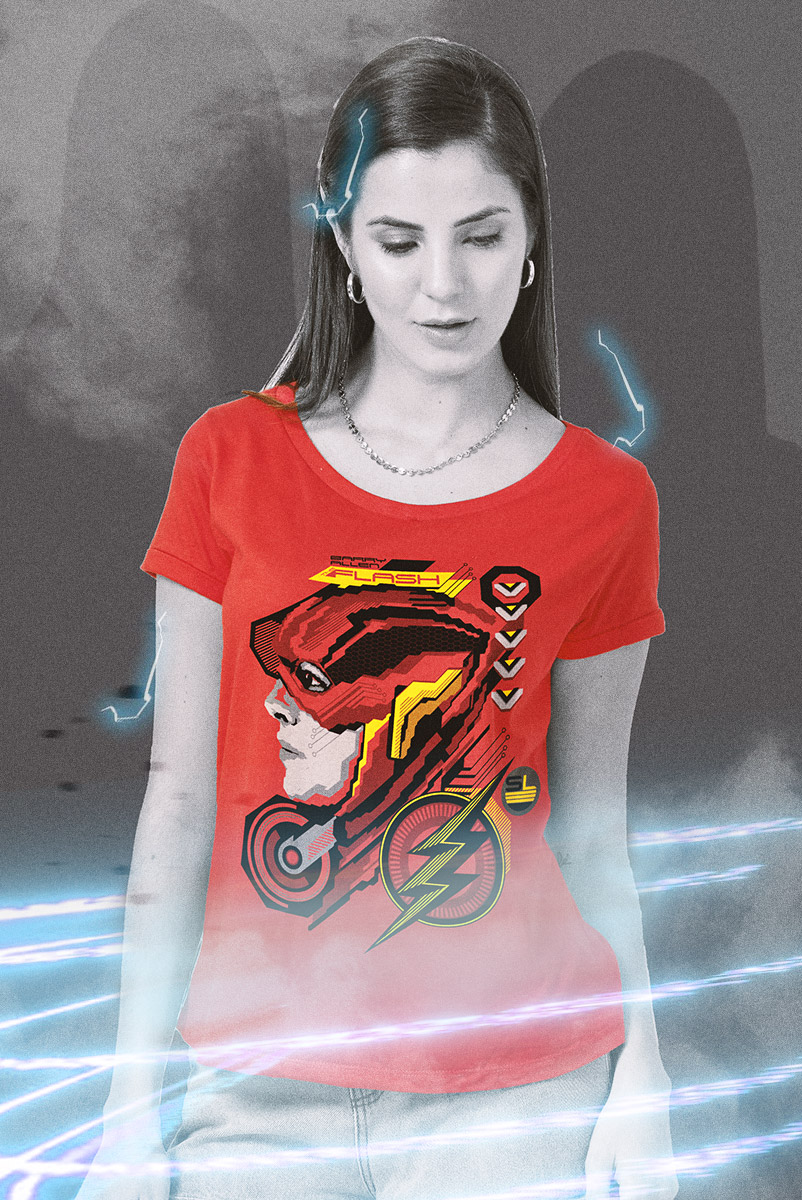 Camiseta Feminina Liga da Justiça Snyder Cut - Flash Face