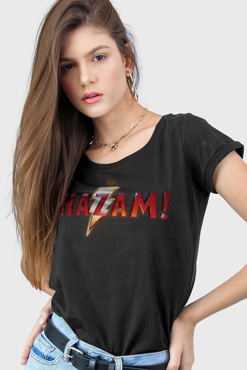 Camiseta Feminina Shazam Logo Filme