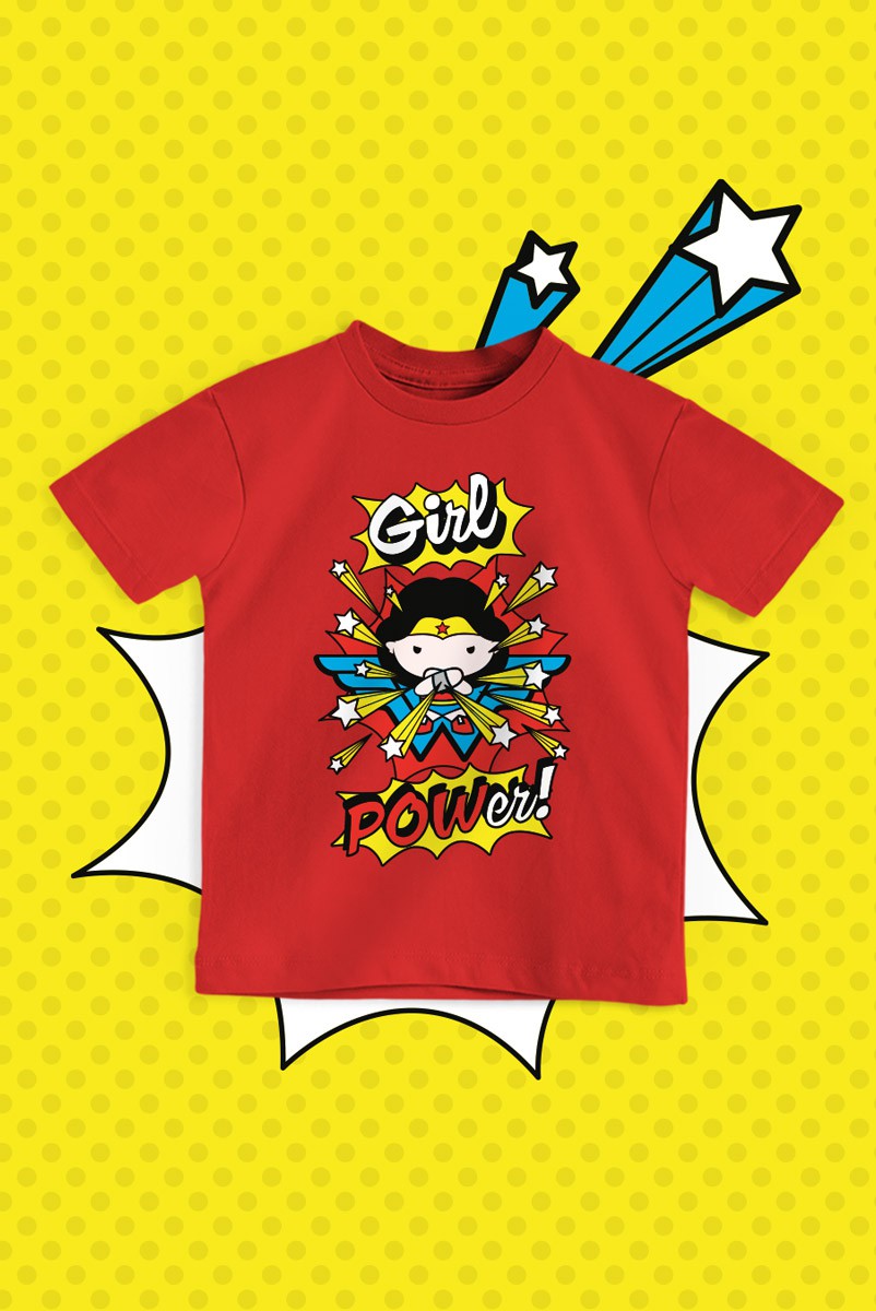 Camiseta Infantil Mulher Maravilha Girl Power