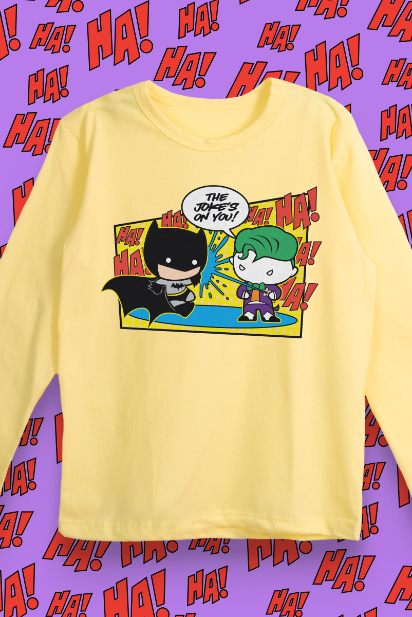 Camiseta Manga Longa Infantil Batman e Coringa