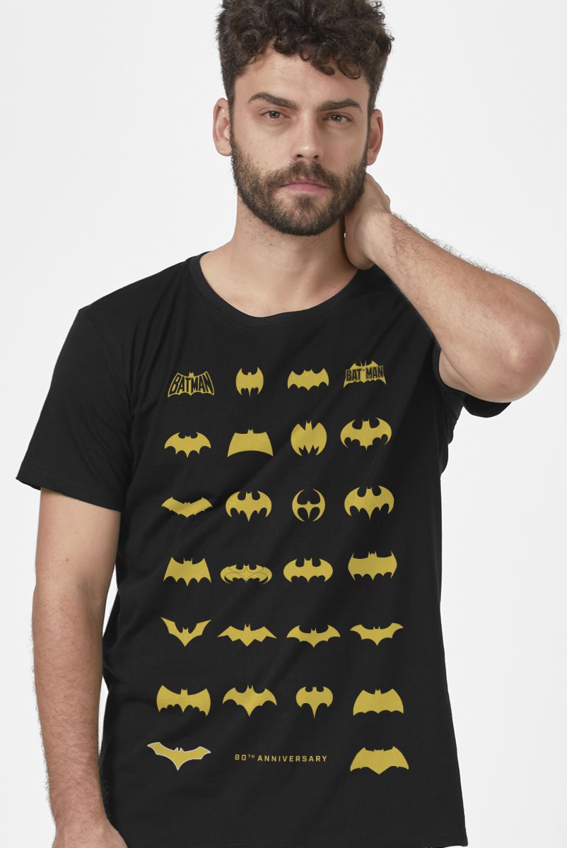Camiseta Masculina Batman 80 Anos Logos Collection