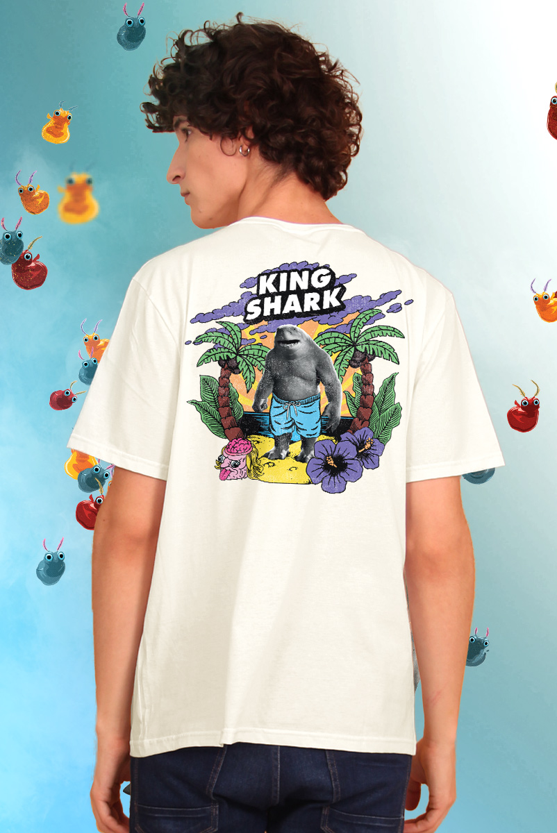 Camiseta Masculina Esquadrão Suicida King Shark Island
