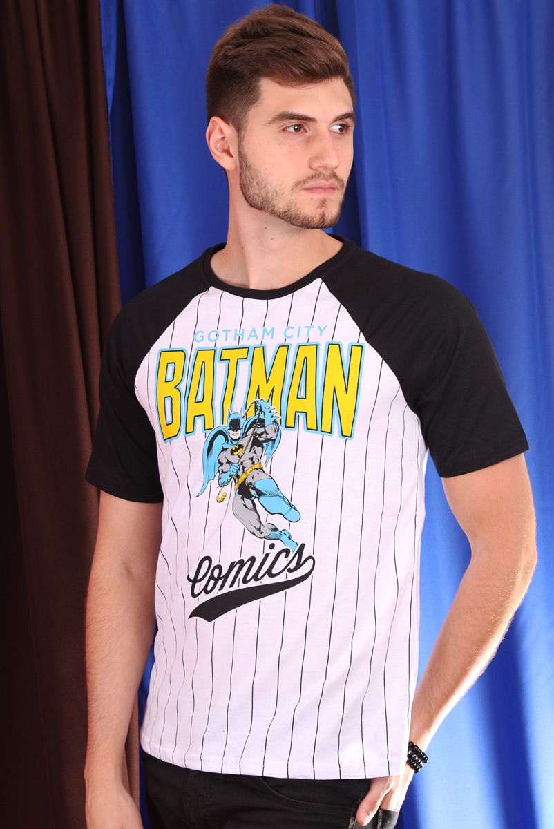 Camiseta Raglan Masculina Batman Baseball