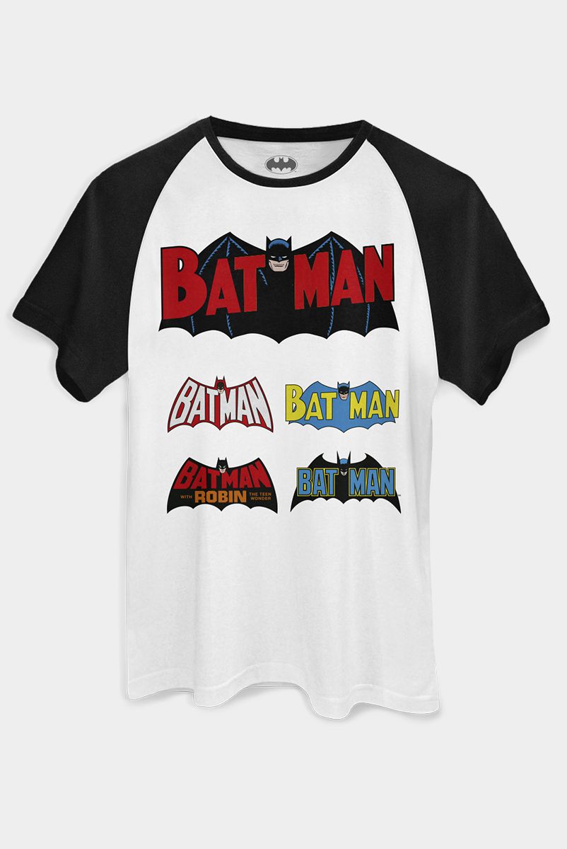 Camiseta Raglan Masculina Batman Logos Clássicos