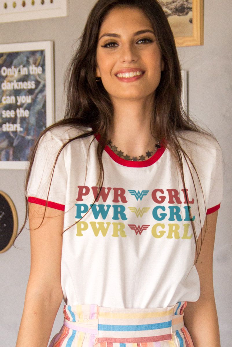 Camiseta Ringer Feminina Power Girl