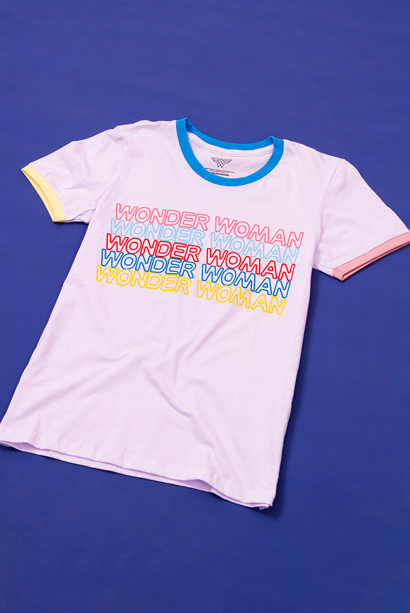 Camiseta Ringer Tricolor Feminina Mulher Maravilha