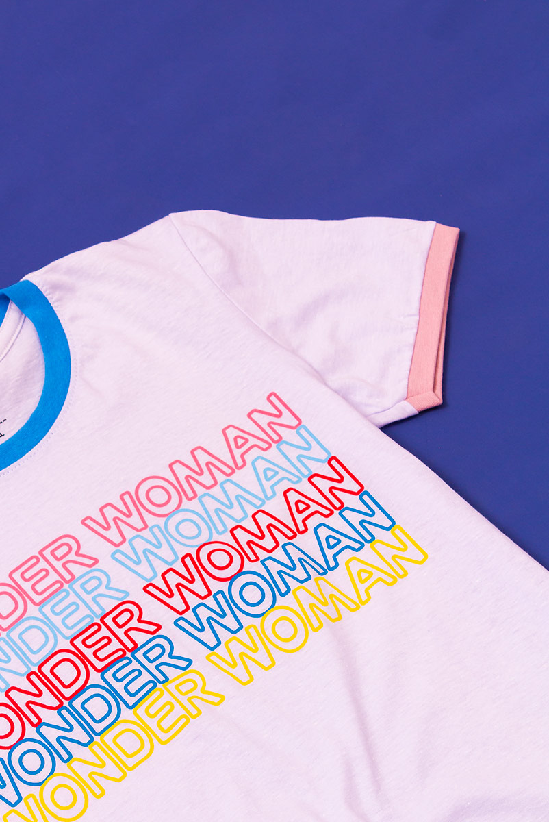 Camiseta Ringer Tricolor Feminina Mulher Maravilha