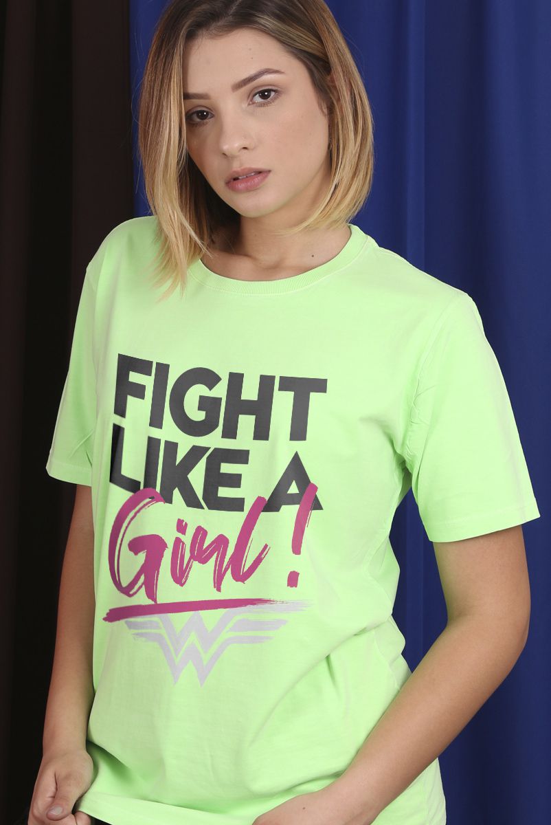 T-Shirt Feminina Mulher Maravilha Fight Like A Girl