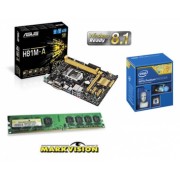 KIT Intel Dual Core G3220 3.0Ghz 3MB + Placa Mae Asus H81M-A (S/V/R) + Memoria de 4GB DDR3 1333Mhz Markvision - Glacon