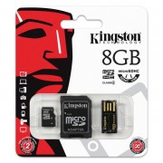 Cartao de Memoria 8GB Micro SDHC Classe 4 com Adpatador SD / USB MBLY4G2/8GB - Kingston